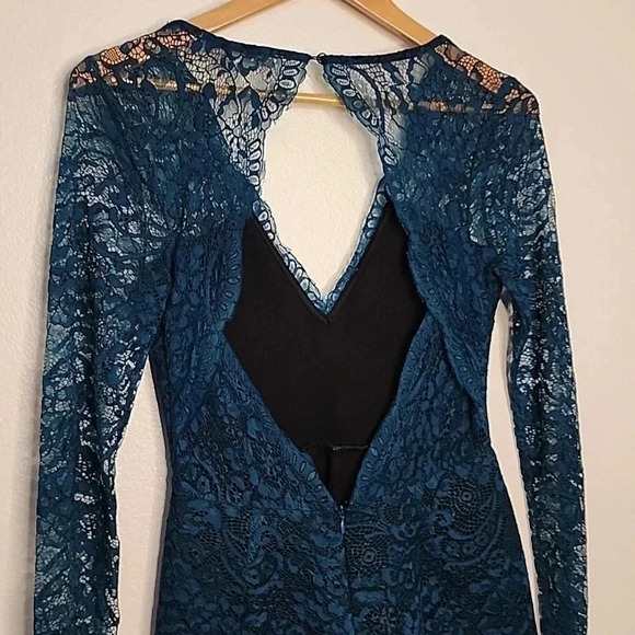 Lovers + Friends EveLace Long Sleeve Teal Romper size S - Picture 5 of 14